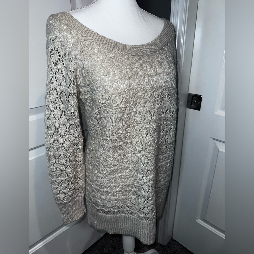 American Eagle Open Knit Shimmer Sweater Wool Blend Medium